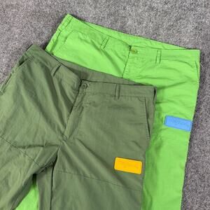 Lot of 2 Mifland Nylon Track Pants Mens XL Bright Green and Olive Zip Leg